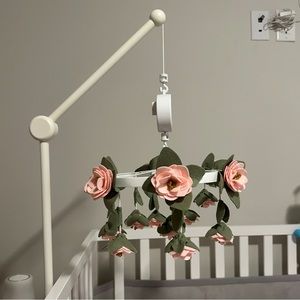 PBK Felted Pink Roses Mobile w/arm